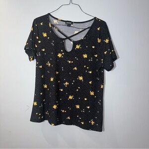 joe boxer top size 2x floral with black poka dots